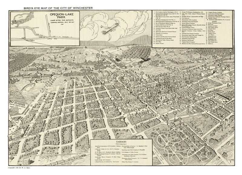 Size comparison using Vintage Map of Winchester, Virginia 1926