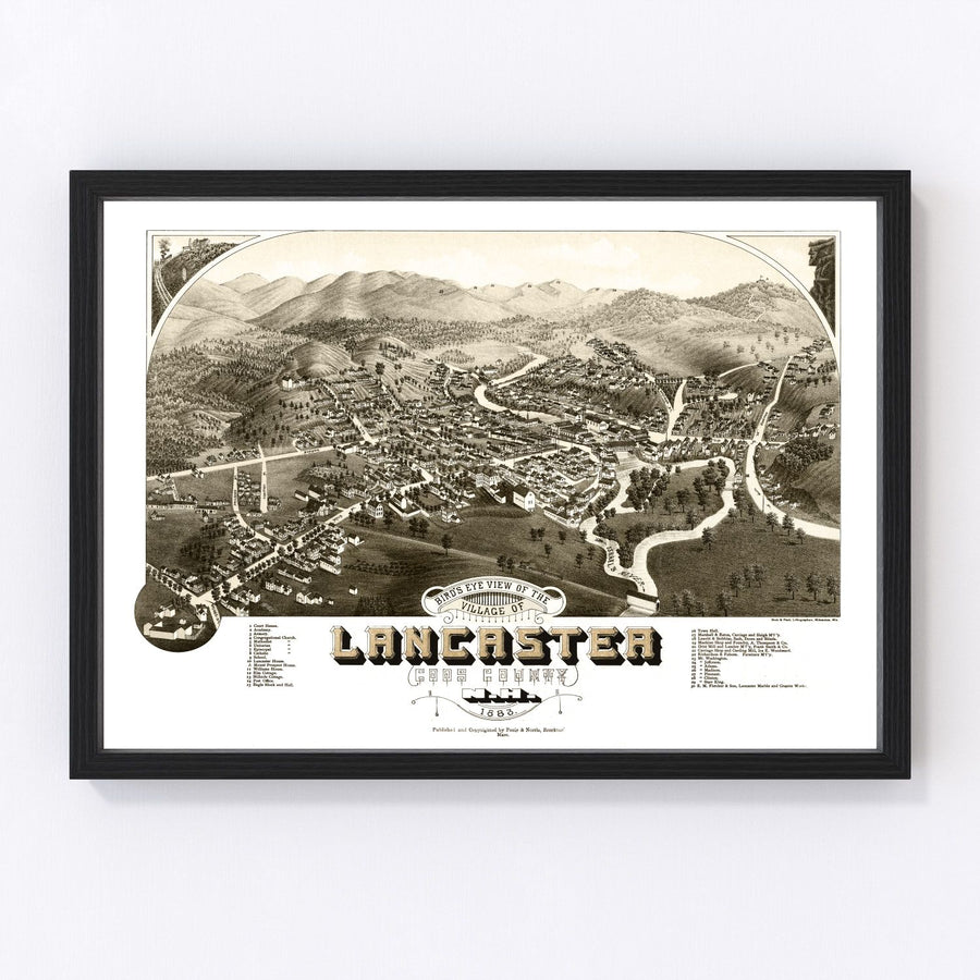 Lancaster Vintage Map 1883