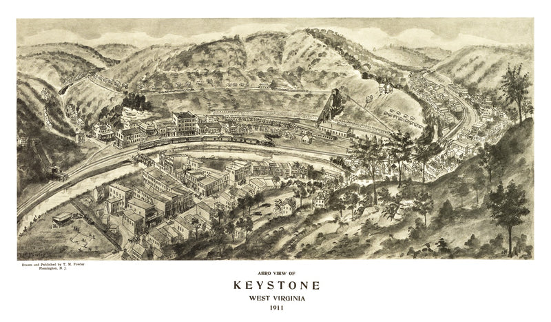Size comparison using Vintage Map of Keystone, West Virginia 1911