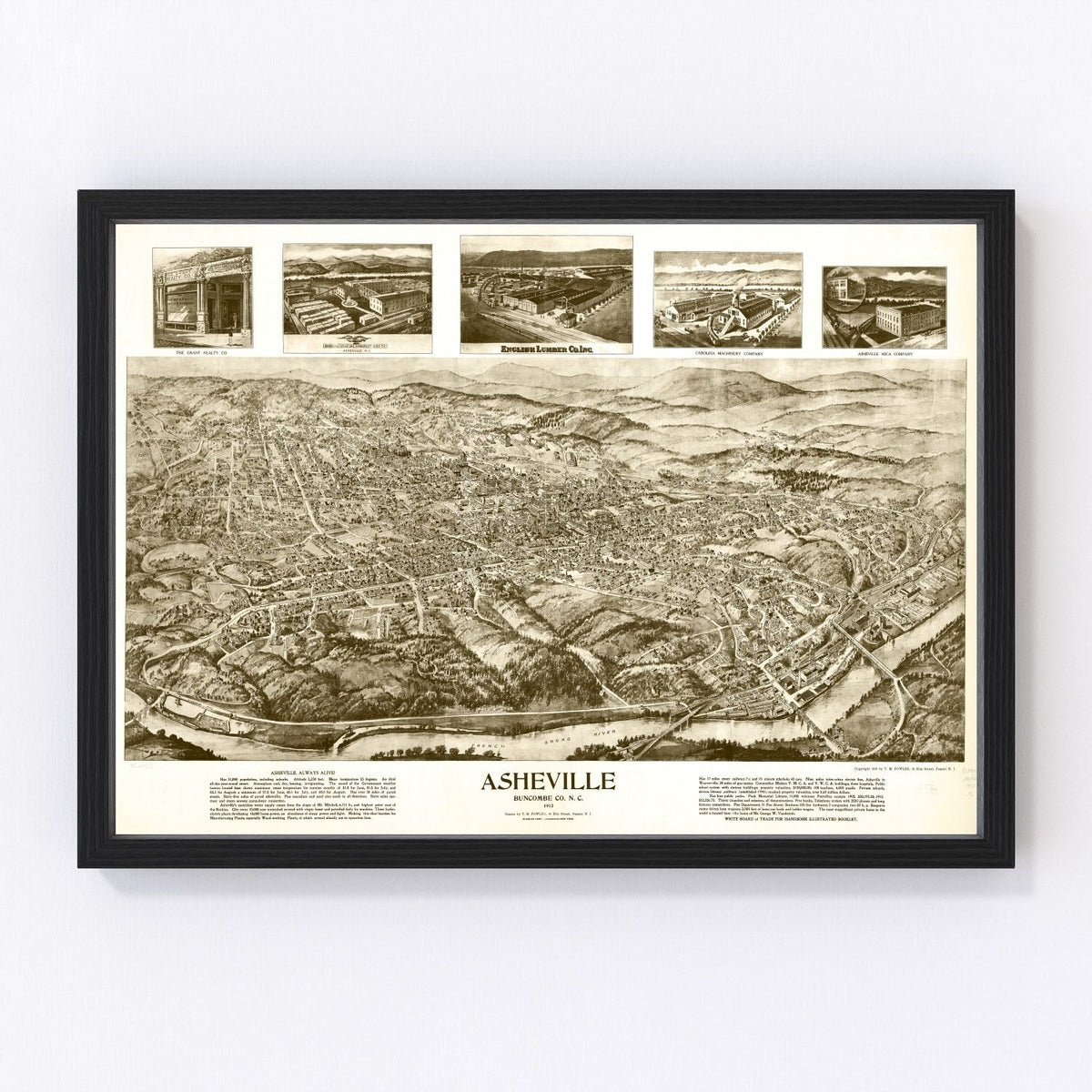 Asheville Vintage Map 1912