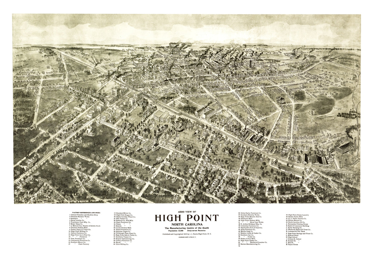 Preview of Vintage Map of High Point, North Carolina 1913