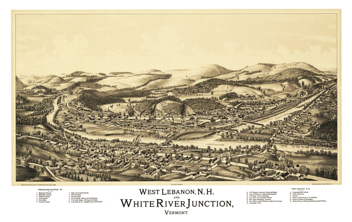 Preview of Vintage Map of West Lebanon, New Hampshire 1889