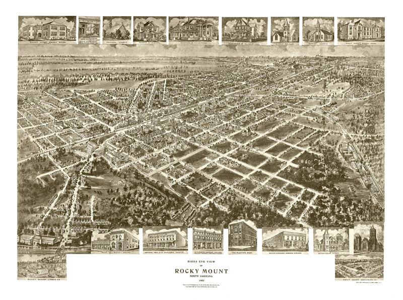 Size comparison using Vintage Map of Rocky Mount, North Carolina 1907