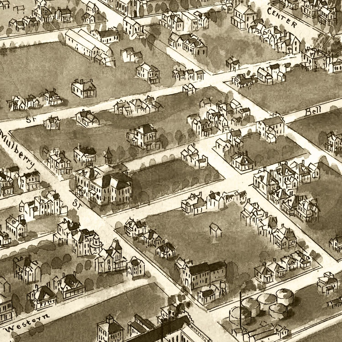 Restored historic details from the 1907 city map of Statesville, North Carolina