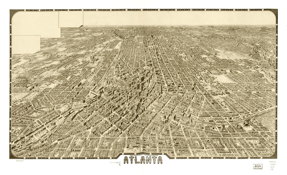 Vintage Map of Atlanta, Georgia 1919 print style example