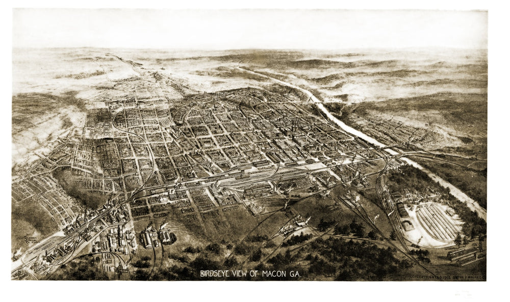 Vintage Map of Macon, Georgia 1912 print style example
