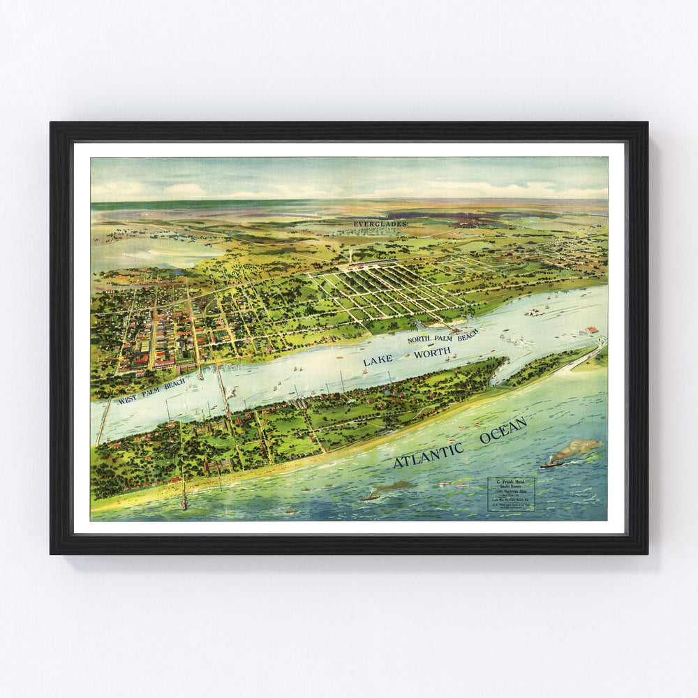 Palm Beach & Lake Worth Vintage Map 1915