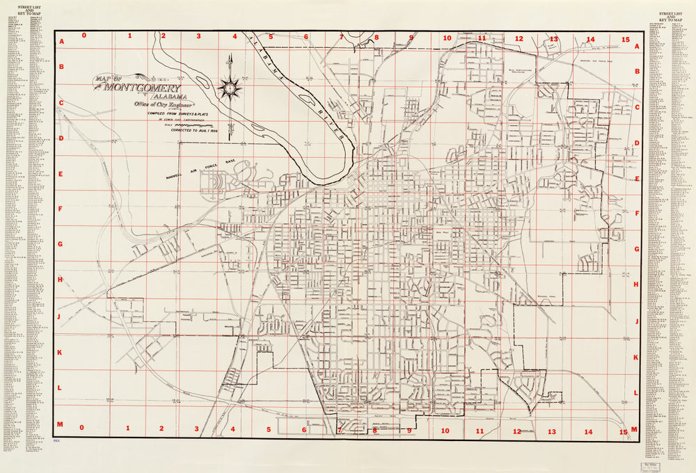 Vintage Map of Montgomery, Alabama 1956 print style example