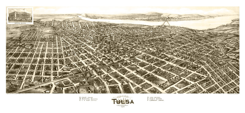 Size comparison using Vintage Map of Tulsa, Oklahoma 1918