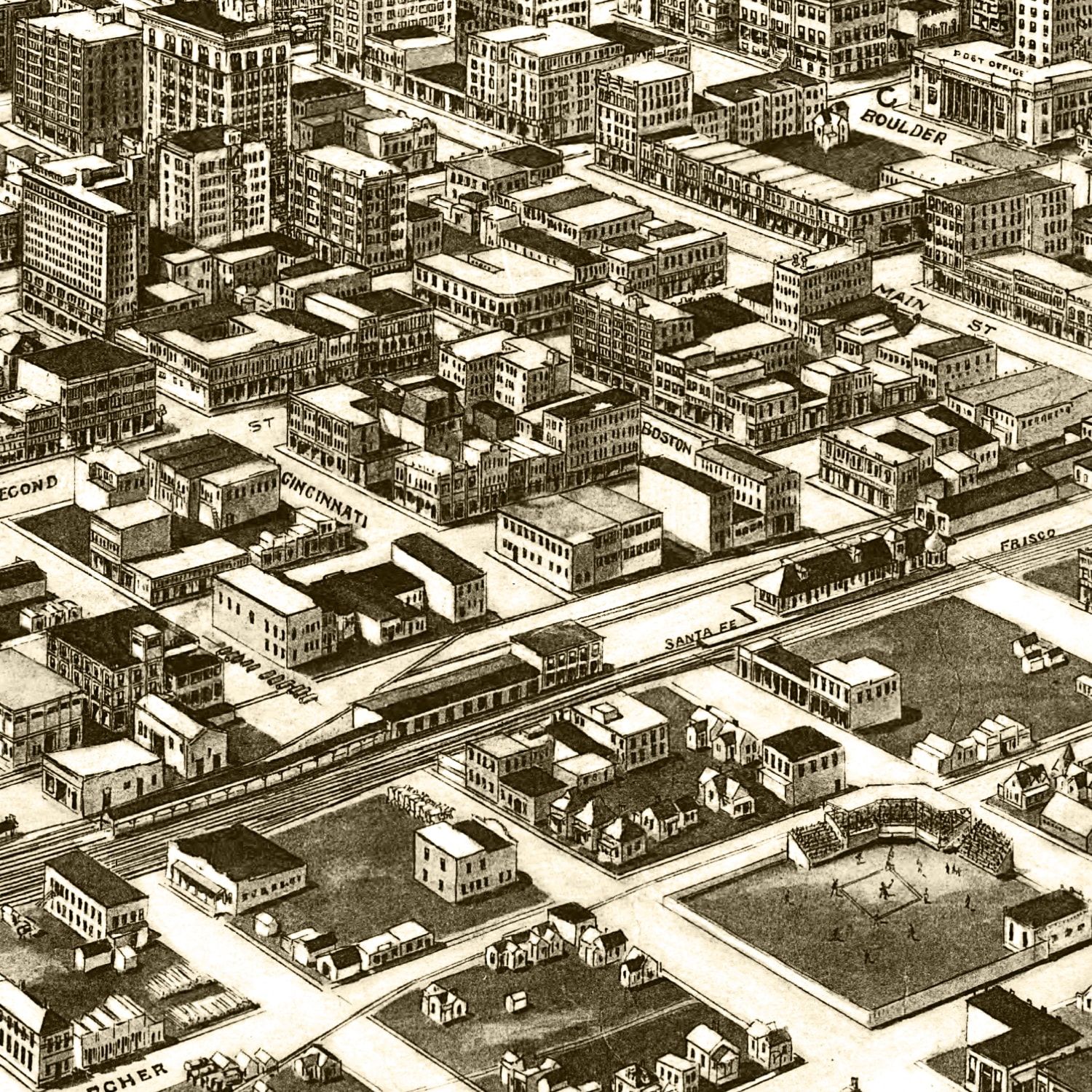 Restored historic details from the 1918 city map of Tulsa, Oklahoma