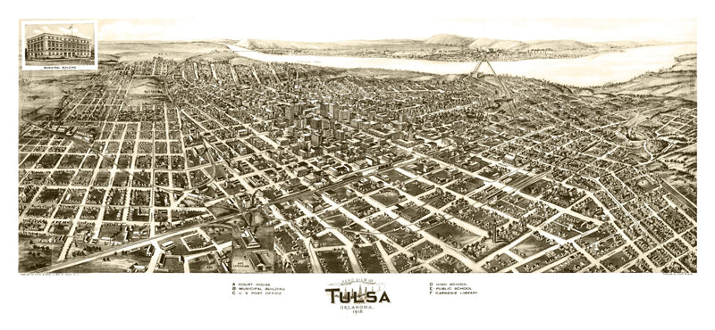 Size comparison using Vintage Map of Tulsa, Oklahoma 1918