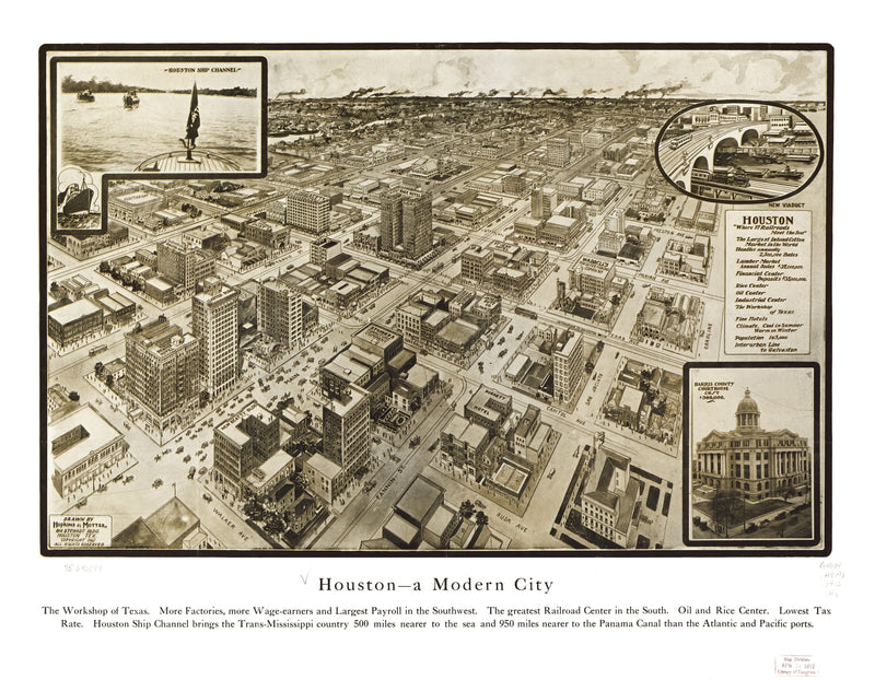 Size comparison using Vintage Map of Houston, Texas 1912