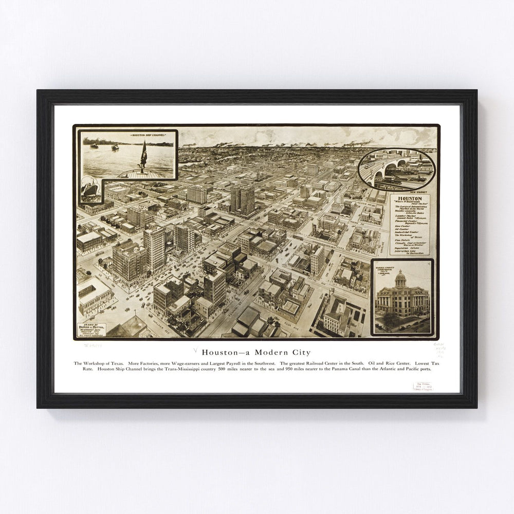 Houston Vintage Map 1912