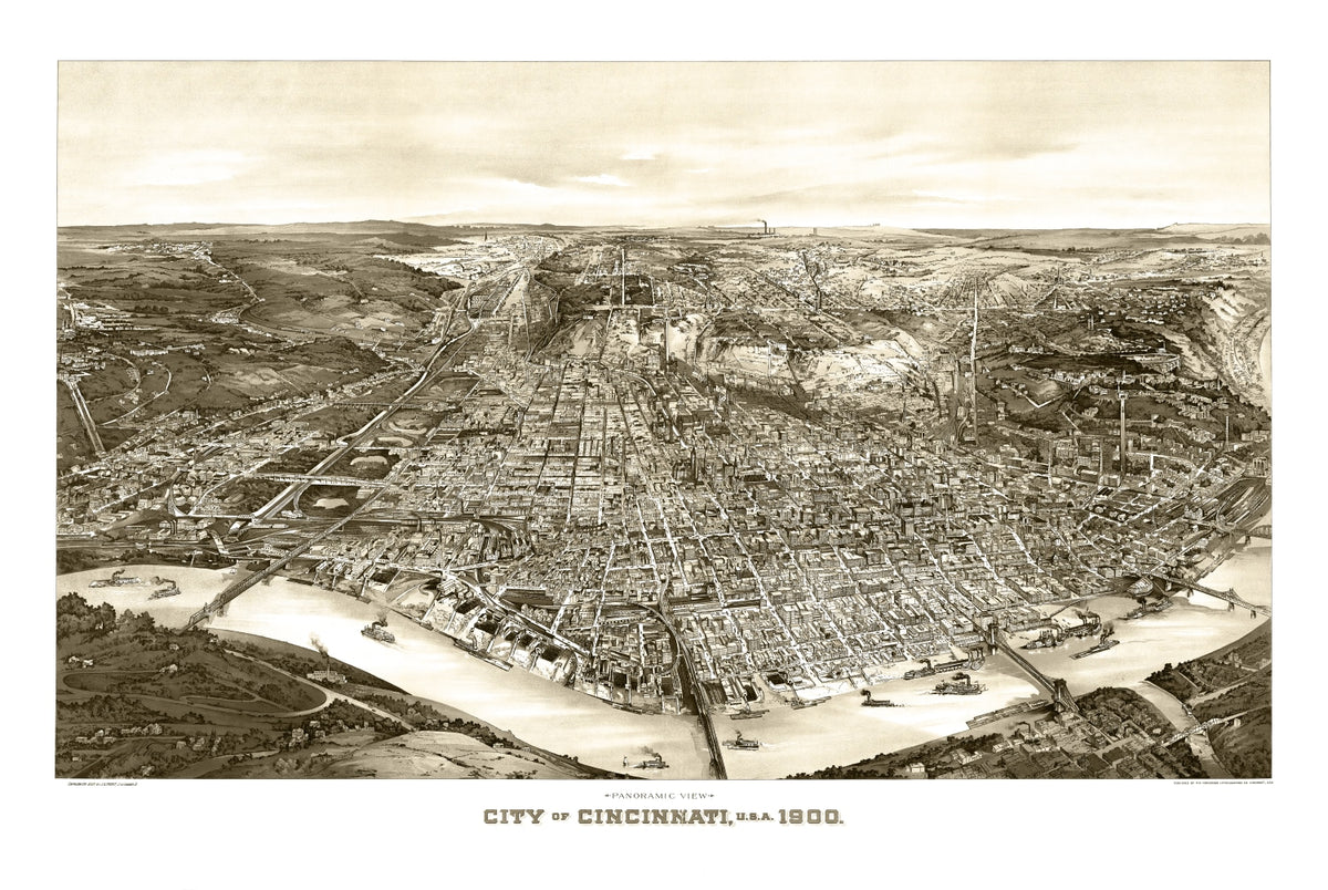 Preview of Vintage Map of Cincinnati, Ohio 1900