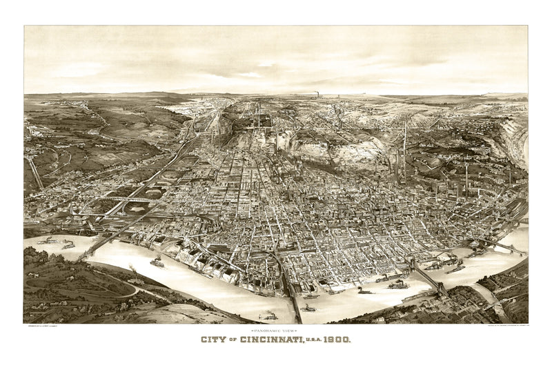 Size comparison using Vintage Map of Cincinnati, Ohio 1900