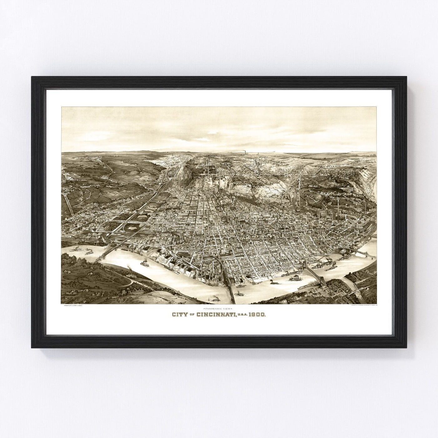 Cincinnati Vintage Map 1900