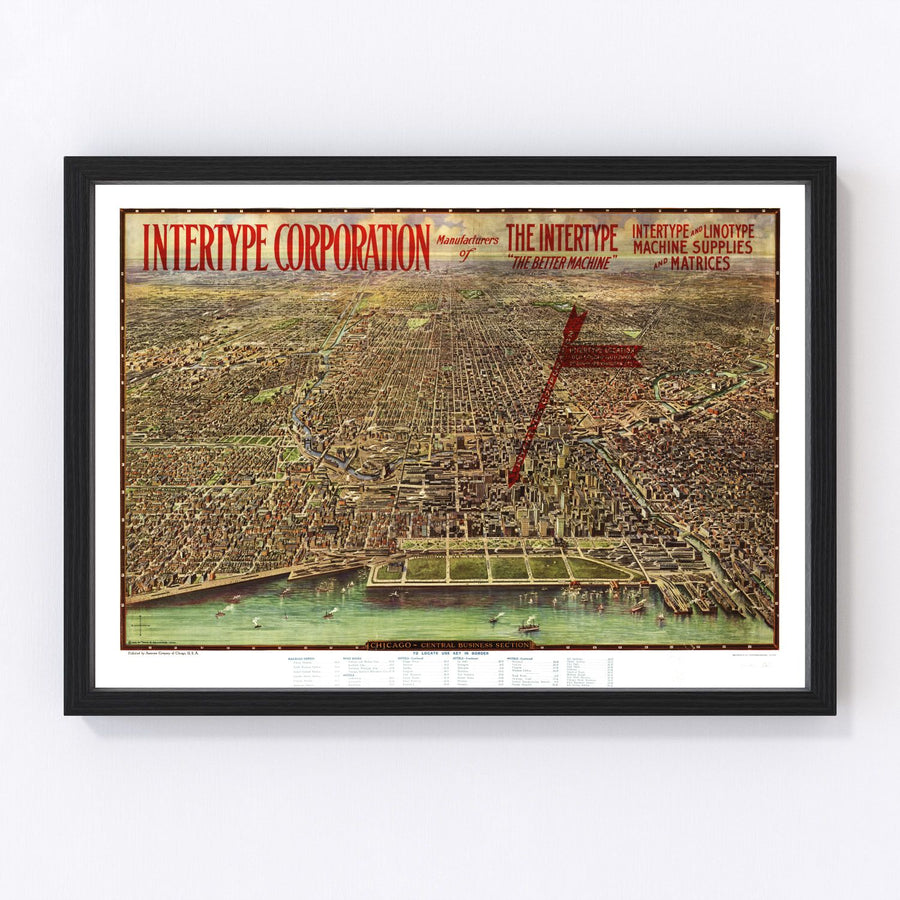 Chicago Vintage Map 1916