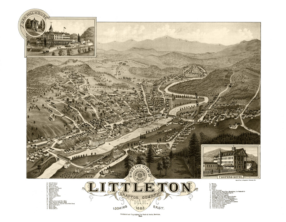 Vintage Map of Littleton, New Hampshire 1883 print style example