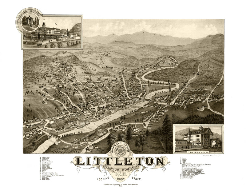 Size comparison using Vintage Map of Littleton, New Hampshire 1883