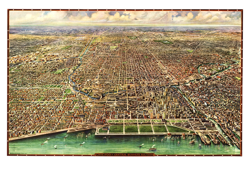 Vintage Map of Chicago, Illinois 1916 print style example