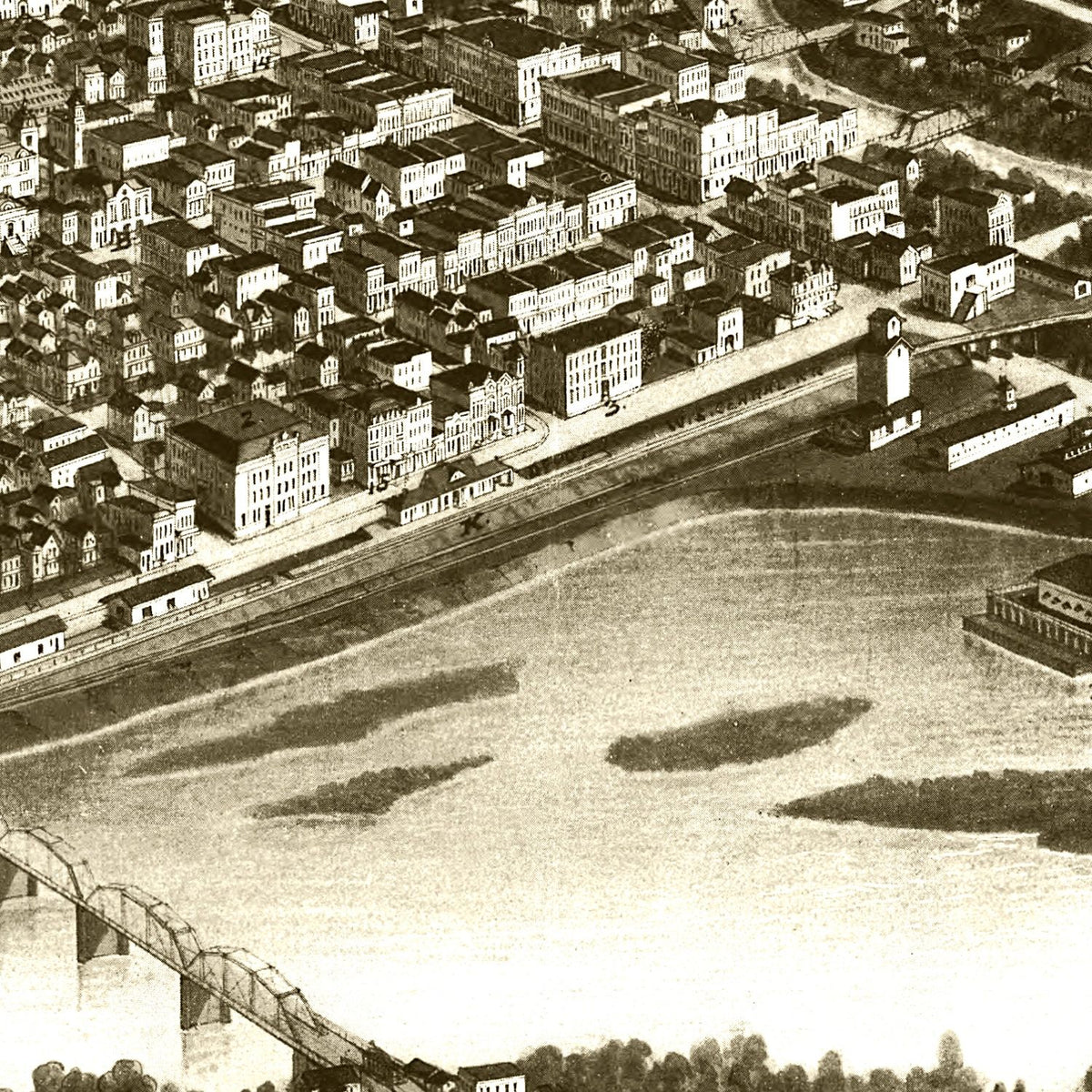 Restored historic details from the 1906 city map of Chippewa Falls, Wisconsin