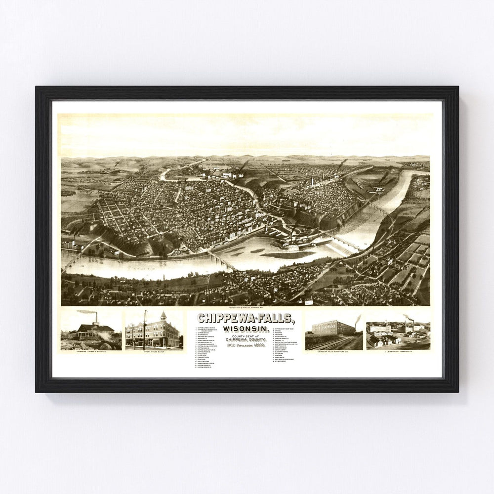 Chippewa Falls Vintage Map 1906