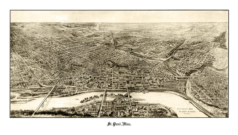 Size comparison using Vintage Map of St. Paul, Minnesota 1906