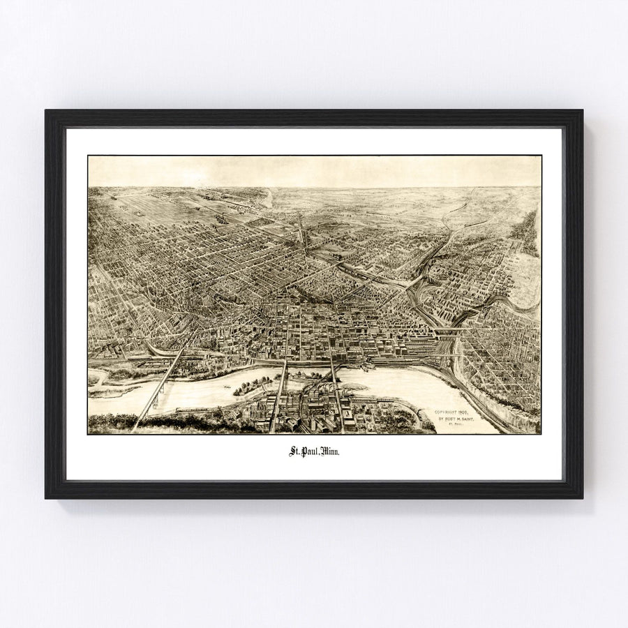Vintage Map of St. Paul, Minnesota 1906