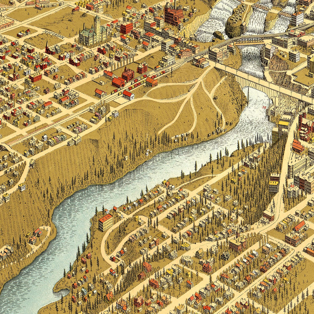 Restored historic details from the 1905 city map of Spokane, Washington