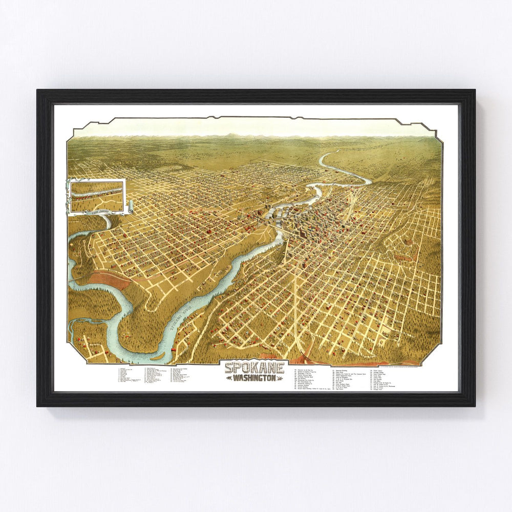 Spokane Vintage Map 1905