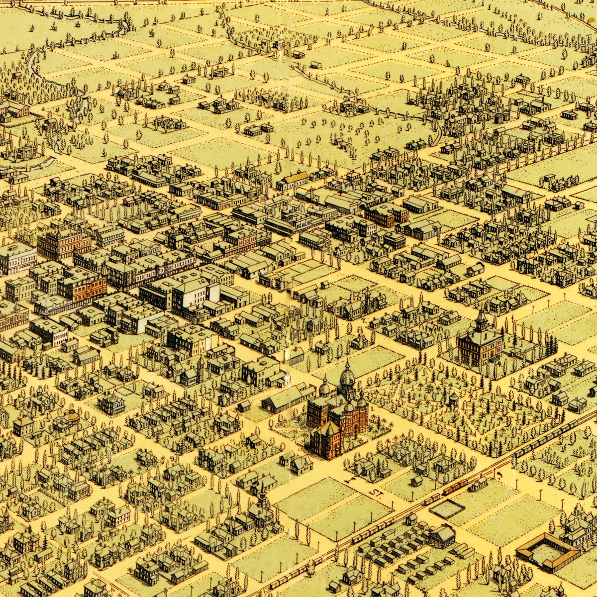 Restored historic details from the 1901 city map of Bakersfield, California