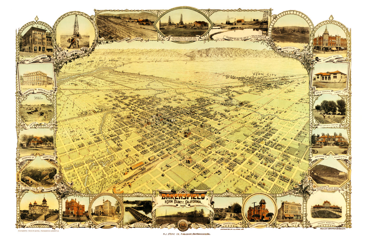 Preview of Vintage Map of Bakersfield, California 1901