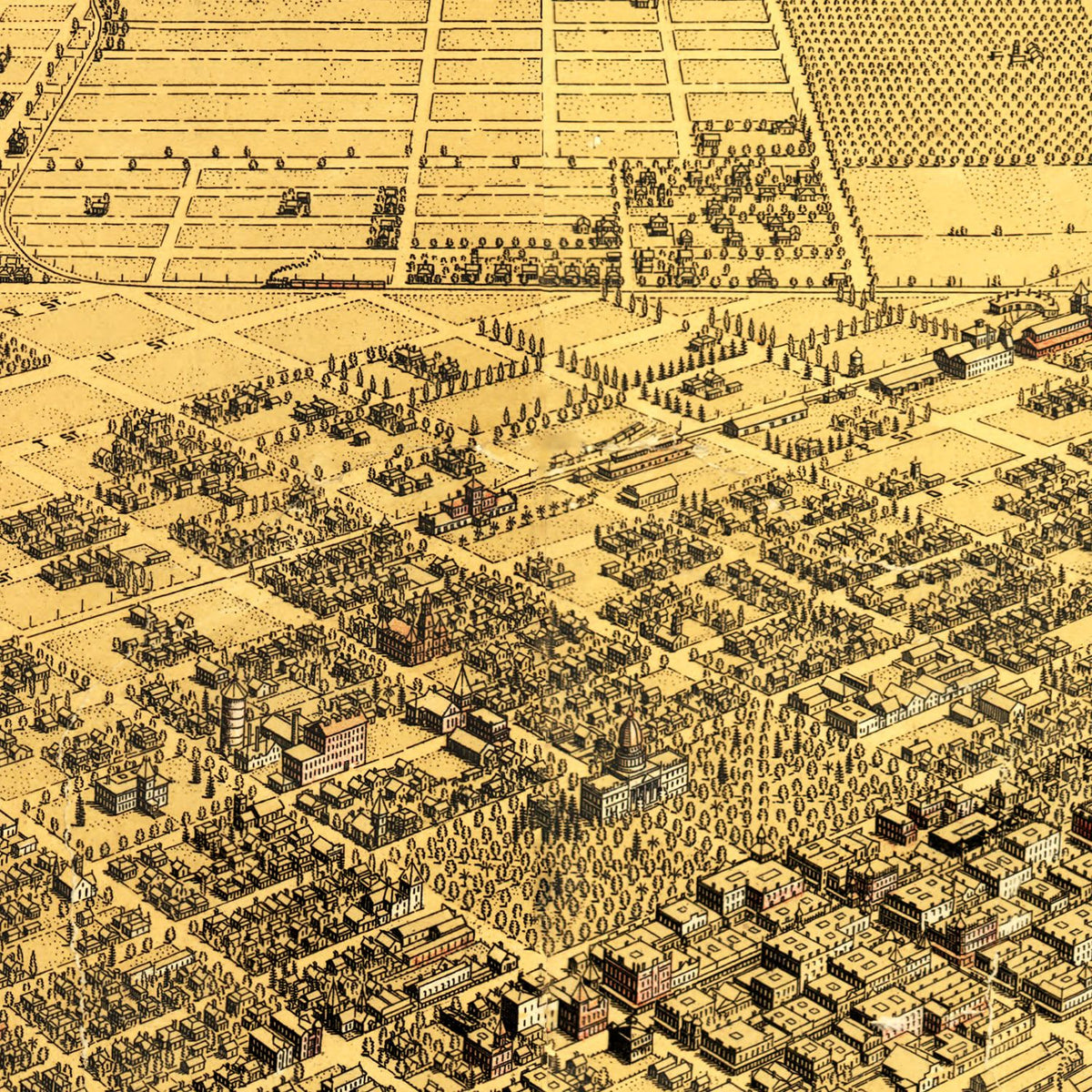 Restored historic details from the 1901 city map of Fresno, California