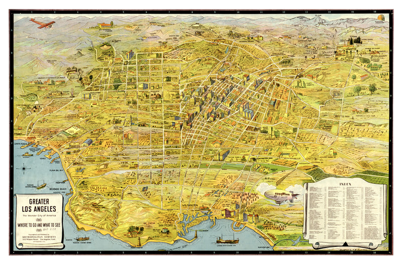Size comparison using Vintage Map of Los Angeles, California 1932
