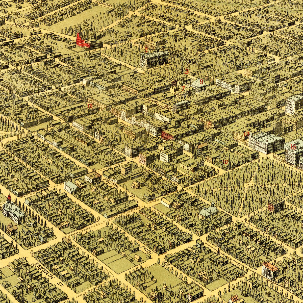 Restored historic details from the 1901 city map of San Jose, California