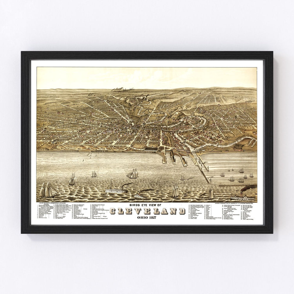 Cleveland Vintage Map 1877
