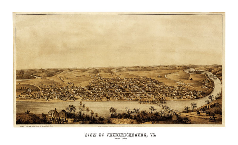 Size comparison using Vintage Map of Fredericksburg, Virginia 1862