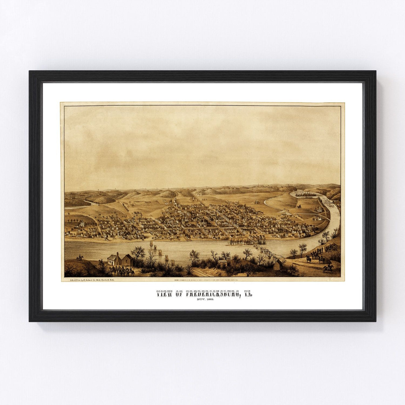 Fredericksburg Vintage Map 1862