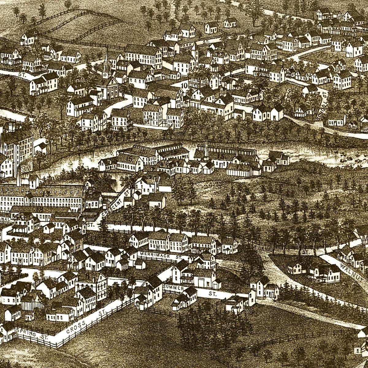 Restored historic details from the 1887 city map of Penacook, New Hampshire