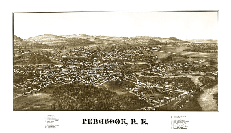 Size comparison using Vintage Map of Penacook, New Hampshire 1887