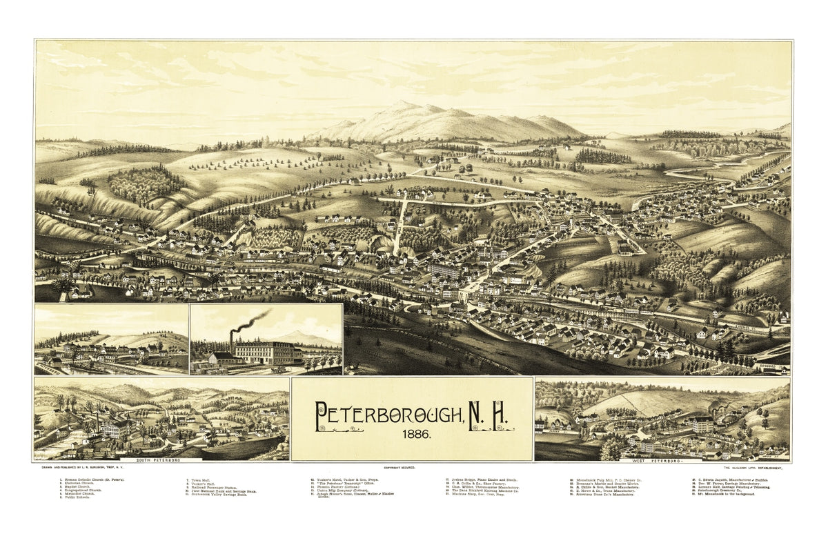Preview of Vintage Map of Peterborough, New Hampshire 1886