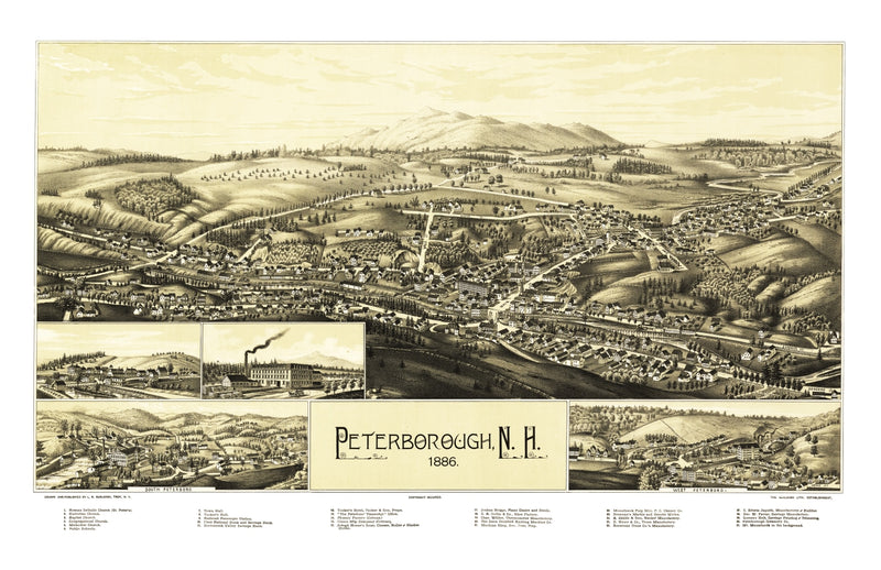 Size comparison using Vintage Map of Peterborough, New Hampshire 1886