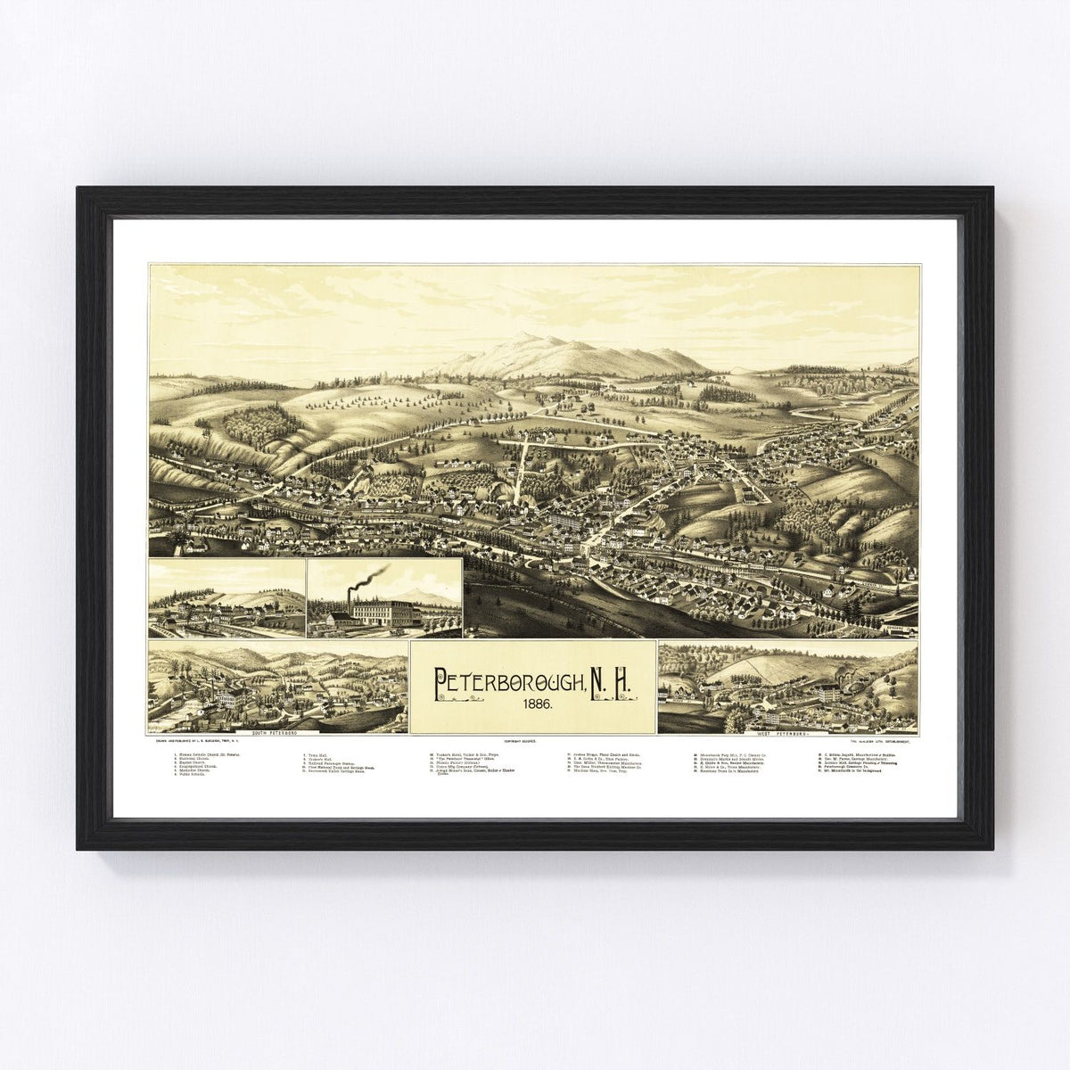 Peterborough Vintage Map 1886