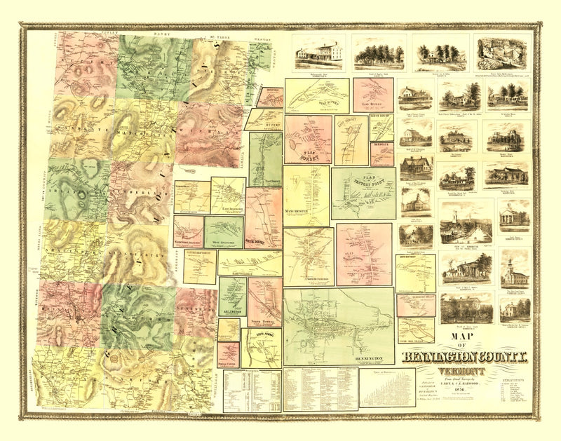 Size comparison using Vintage Map of Bennington County, Vermont 1856
