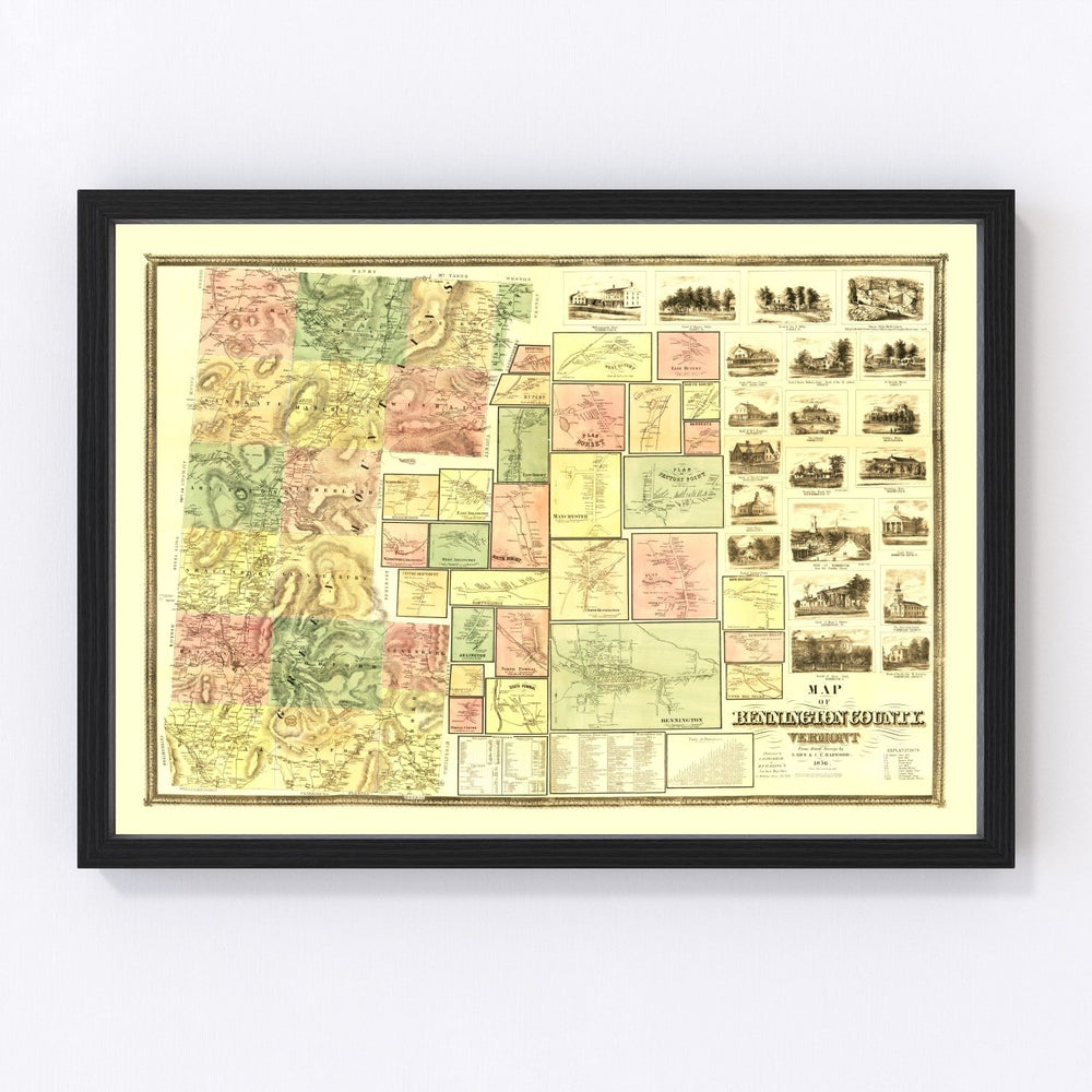 Bennington County Vintage Map 1856
