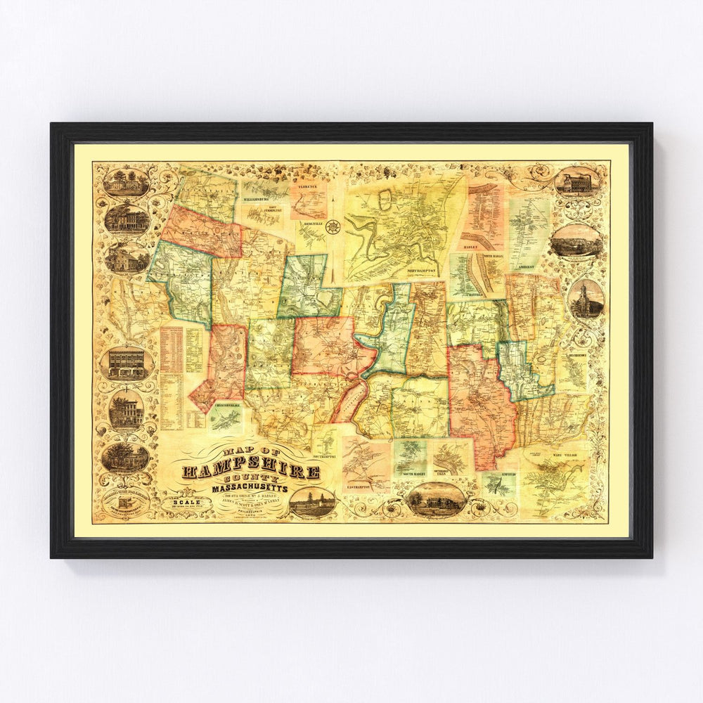 Hampshire County Vintage Map 1854
