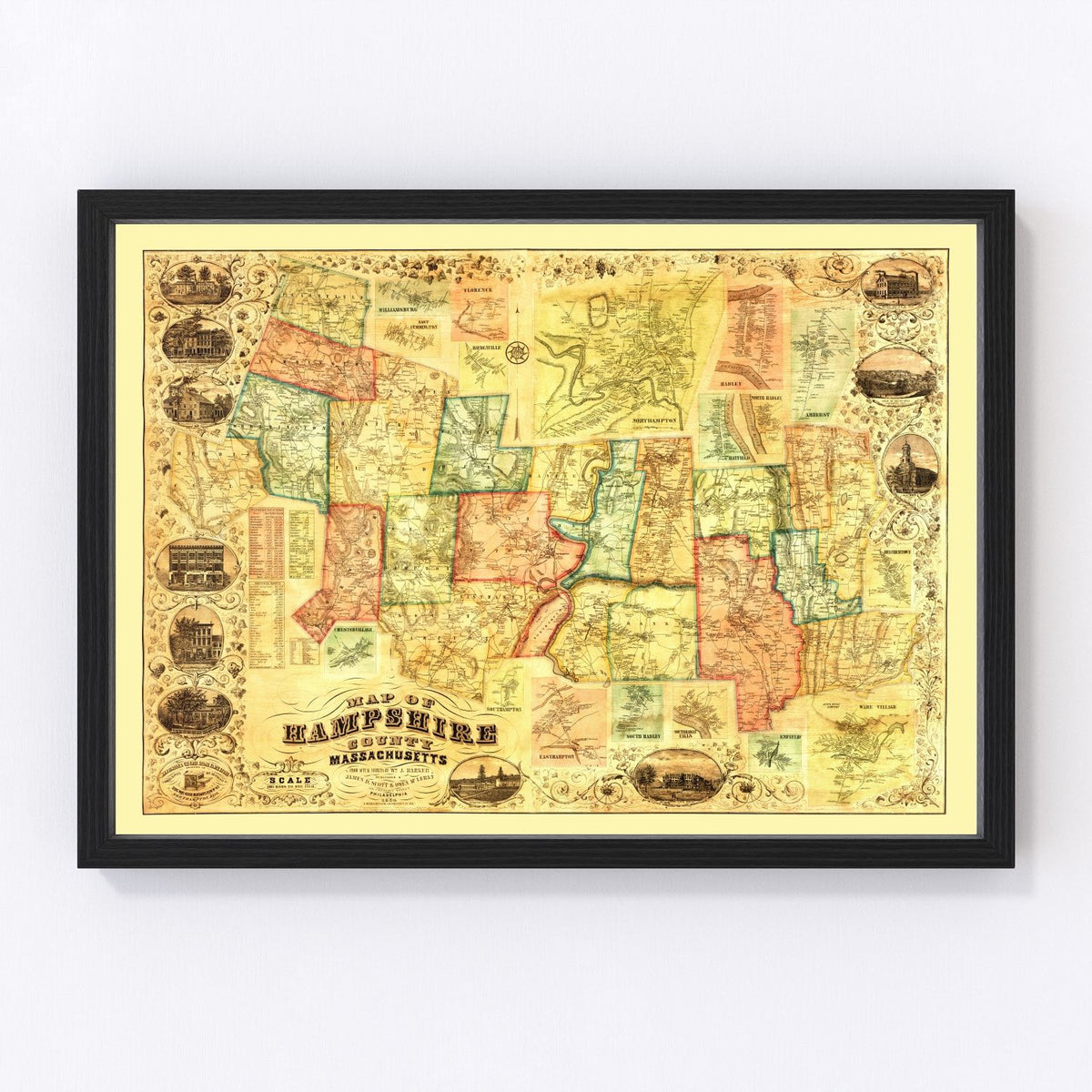 Hampshire County Vintage Map 1854