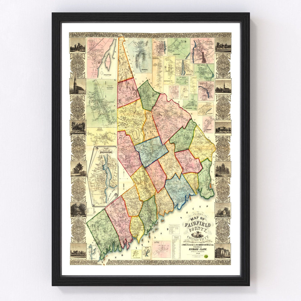 Fairfield County Vintage Map 1856