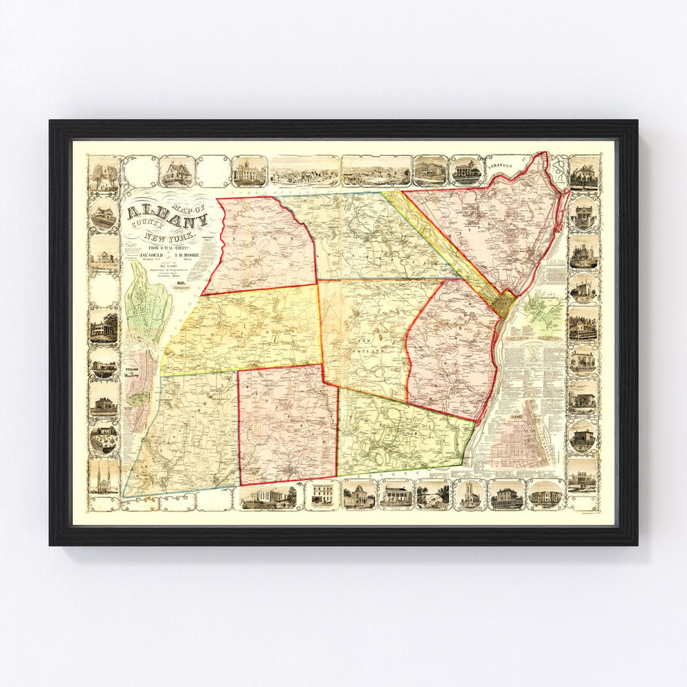 Albany County Vintage Map 1854
