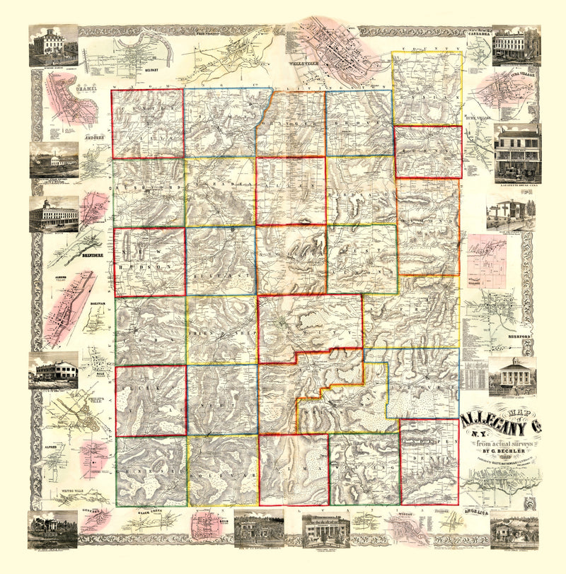 Size comparison using Vintage Map of Allegany County, New York 1856